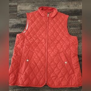 Lands End Women’s Lt Weight Orange Quilted Vest